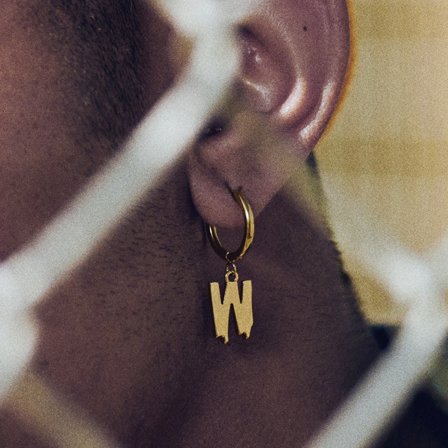 Fahrenheit | Boucle d'oreille avec l'initiale W en acier argenté pour hommes - Boucles d'oreille avec pendentif - pour Hommes - Otsu