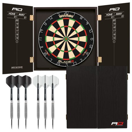 Red Dragon Darts Cabinet Set Blade 6 Dartboard 2 Sets of Darts Professional Game Home Pub Barcade Cabinet Set with Scoreboard
