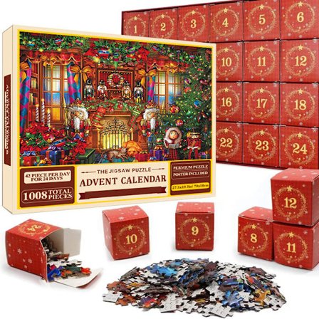 Palapeli joulukalenteri 2025, 1008 palapelin palaa 24 päivän joulun odotus joulukalenterit-palapeli SD41