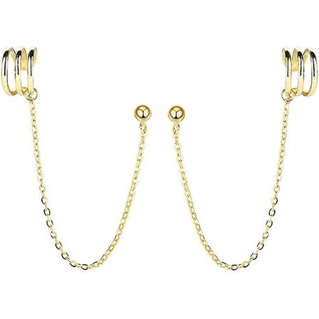 925 Sterling Hopea Cuff Korvakorut Ketju Naisille Teini Tytöt Crawler Korvakorut Studs B-Kulta Päällystetty -