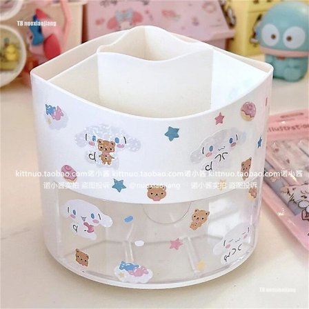 Kawaii Kuromi Roterbar pennhållare Anime My Melody Cinnamoroll Pompompurin Brush Container Pochacco Organizer Brevpapper