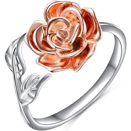 Justerbar Öppen Ring i 925 Sterling Silver med Rosblommor