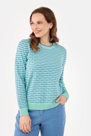SIGNATURE - Langærmet Strik - Mint Grøn Mix - Stribet Mønstret