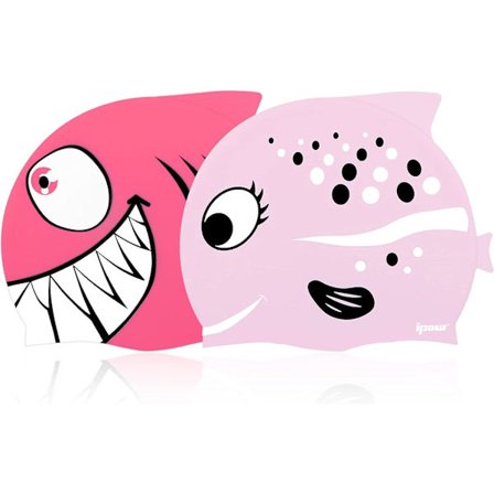 2 st Shark Barn Vattentät Silikon Simmössa (Ljusrosa Polka D