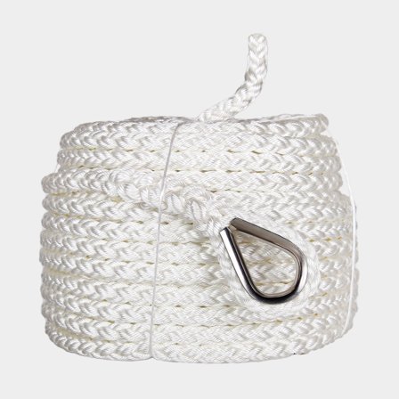 Cima d'ancora (multiplait) con redancia in acciaio inox NOCK Occhio rosso, poliestere a 8 trefoli, Ø12 mm, 40 metri, bianco