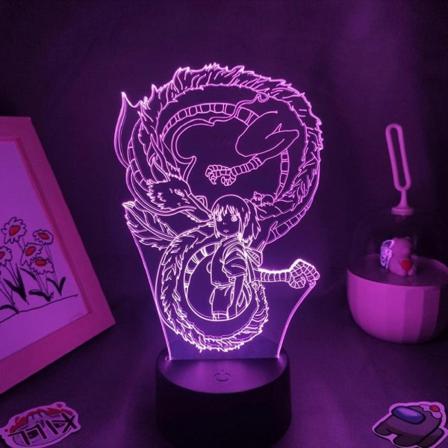 Spirited Away Vit drake ljus Anime lampa 3D för barn sovrum