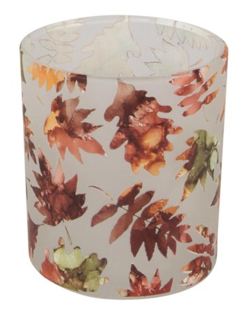 BC Lysglass Løvblader Hvit 7x8cm