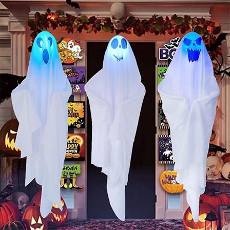 Halloween Spöke LED Hängande Ljus 3st Kreativa Rekvisita Prydnad Dekor Tillbehör För Hem Gård Plats Layout Rekvisita Halloween Ljus Utomhus 
