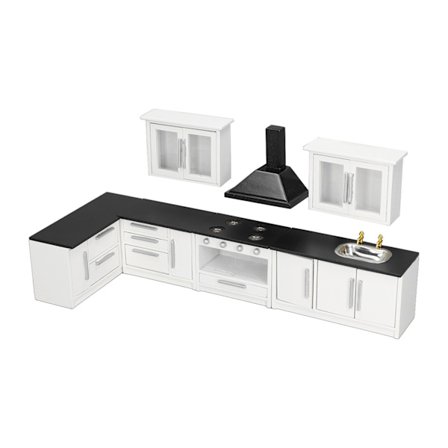 Moderne Miniature Dukkehus Køkkenskabssæt 1:12 Skala Livssimulering