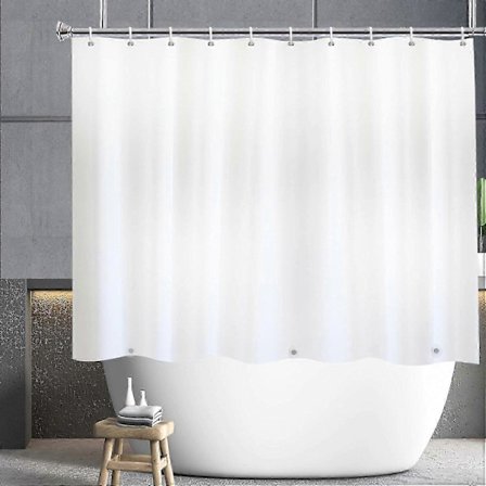 Lyhyt Suihkuverho 180x150cm, Valkoinen Lyhyempi Suihkuverho Pieniin Kylpyhuoneisiin