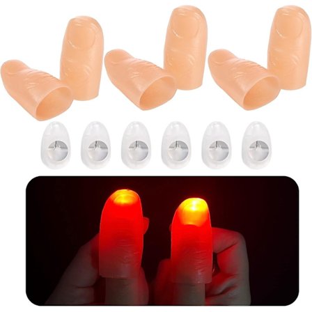 6 stk Magiske Tommelfingerlys, Falske Finger LED-lys, Blinkende Tommelfingerlys, Magisk Triks, Blinkende Tommelfingerlys, LED-Prank Leke for Magiske 