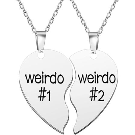 2 stk. Halskæder, Weirdo 1 Weirdo 2 Rustfrit Stål Vedhæng Venskabssmykker Forever Split Heart Vedhængssæt