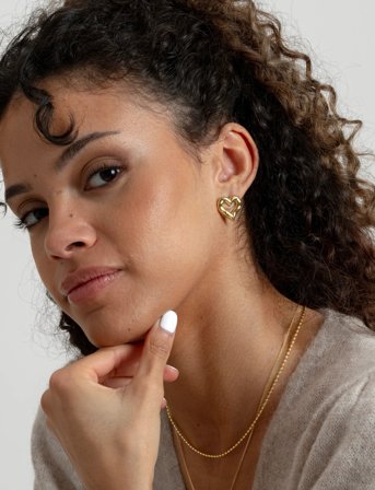 Syster P Puff Heart Earrings Gold - Gold - ONE SIZE