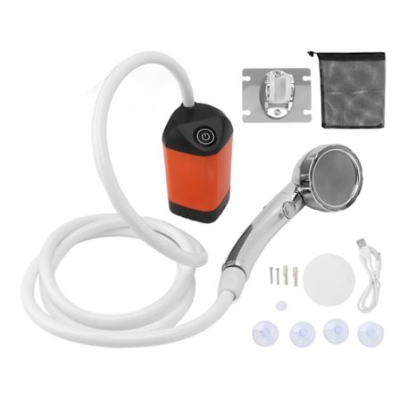 Bærbar Dusj Campingdusj 3 Hastigheter Justerbar Utendørs Dusjpumpe Elektrisk Oppladbar Bærbar Campingdusj Oransje