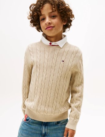 Tommy Hilfiger Cotton Cable Sweater - Cream - 128