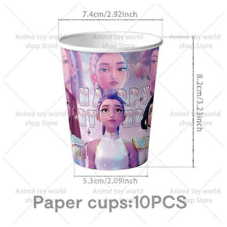 Kpop Demon Hunters Födelsedagskalas Set – Duk, Tallrikar, Muggar, Ballonger & Tårtdekoration för Barnkalas