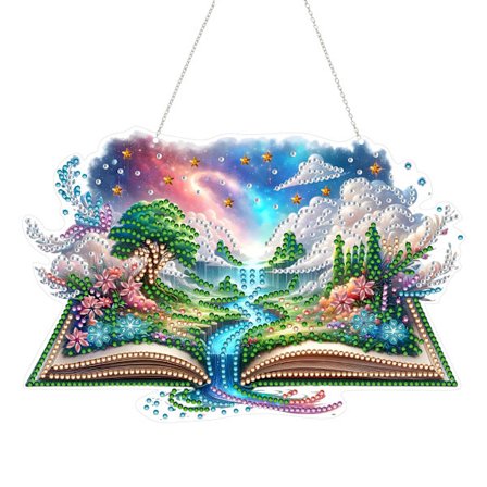 Book World Timanttitaide Ripustussarja Aikuisille, Erikoismuotoinen Kaksipuolinen DIY Strassimaalaus Akryylitimanteilla Ikkunaan