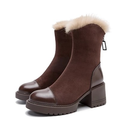 Dam Chelsea Boots med Chunky Sula och Päls