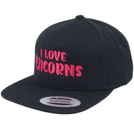 Unicorns - Negro snapback Gorra - I Love Unicorns Black Snapback @ Hatstore