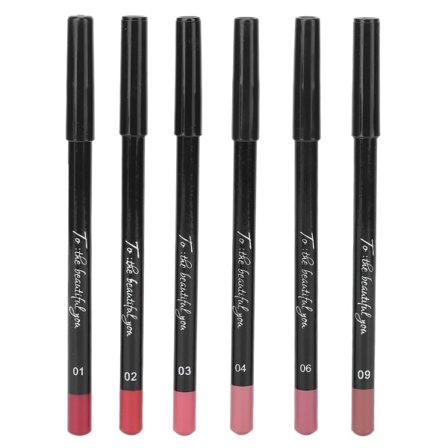 6 stk. Lip Liner Professionel Vandfast Mat Længeholdbar Læbeblyant Pigmenteret Kosmetik #02