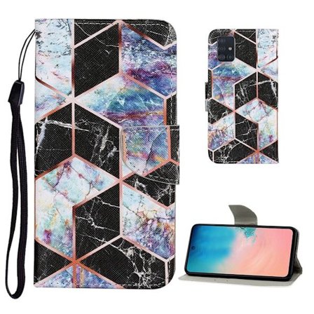 Wonderland Samsung Galaxy A71 flip kuoret - Musta Geometria