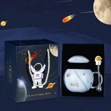 Nyhed Søde Krus Keramiske Kaffe Te Kopper med Låg Astronaut