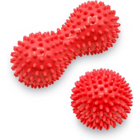 Hård pigget massagebold og fast peanutrulle sæt - Plantar Fasciitis, Triggerpunkt, Dybvæv, Myofascial Release, Spænding og smertelindring Stress