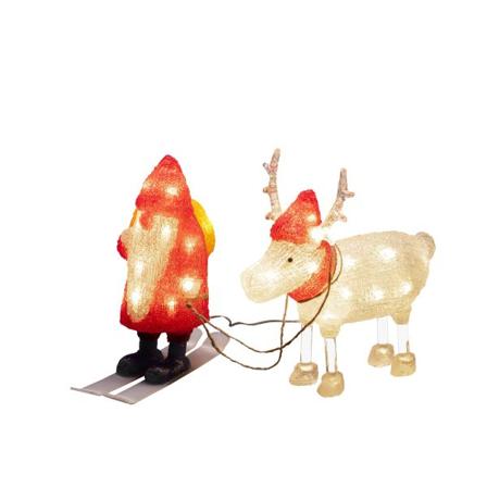 Konstsmide 6239-103 Dekorasjonsbelysning nisse med reinsdyr, akryl, 40 LED, Belysning