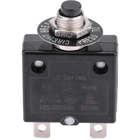 Sikring 5A 8A 10A 15A 18A 20A 30A Valgfri Tilbakestilling Termisk Bryter, 125-250V AC 50V DC Overstrømsbeskyttelse Trykknappsikring(