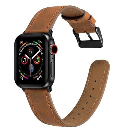 Apple Watch Series 4 44mm crackle ægte læder Urrem - Brun Brown