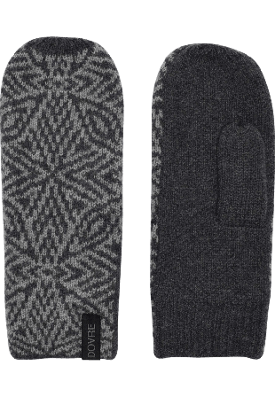 Dovre 100% Merinoull, Vantar Med Mönster, Marinblått & handskar Dam Grå ONESIZE