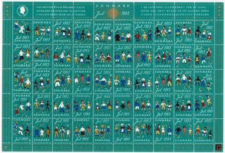 Danmark - Julemærkeark 1953 - Takket - Ubrugt eller foldet