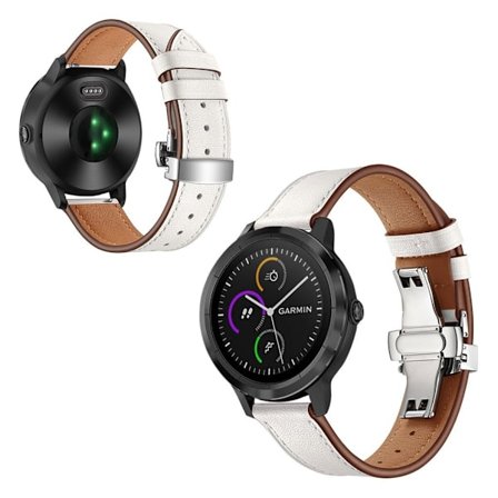 Garmin Vivoactive 3 / Vivomove HR klockarmband i koskinn - Silver / Vit