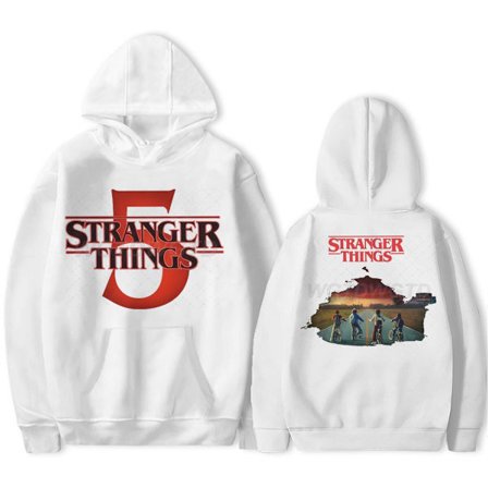 Stranger Things 5 Hettegenser – Unisex – Varm fleeceforet genser – Høst/Vinter Hvit 3 S