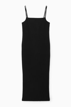 COS Women's Plissé Midi Slip Dress in Black