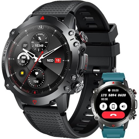 Smart klocka män smart klocka med samtalsfunktion: smart klocka män hälsoövervakning puls sömn sportläge fitness smart klocka