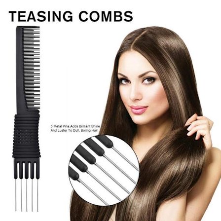 Sort fintandet hårkam med klip Professionel frisørhårfremhævning kam stylingkamme