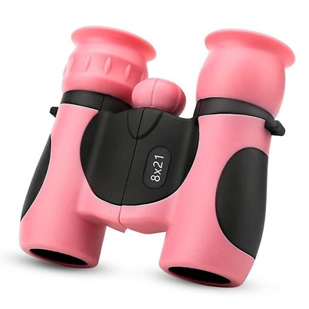 Kikkert for barn, 8x21 støtsikre optikk kompakte kikkert julegave pedagogisk leketøy for gutter jenter 4-12(Rosa)