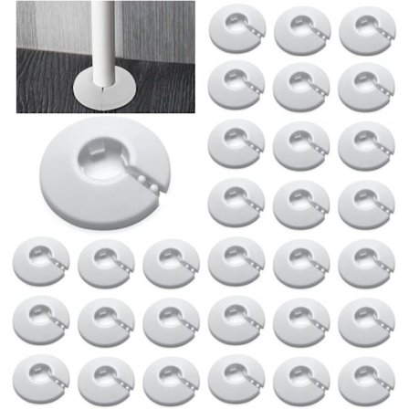 Pakke med 30 enkle rosetter kompatible varmerør, rørdeksel, dekkrosett, kompatible radiatorer, hvit (22 mm)