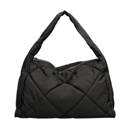 Puffer Bucket Bag Muodikas ja lämmin pehmustettu olkalaukku kylmälle säälle Black