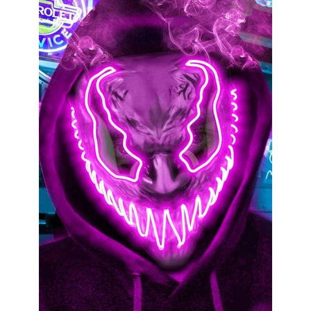 Halloween-maske med LED-lys for voksne og barn, unike neonlysende masker med mørke og onde glødende øyne, iøynefallende og truende