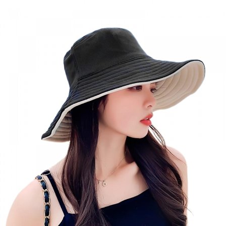 Dam dubbelsidig hinkhatt med bred brätte kan förvara solhatt