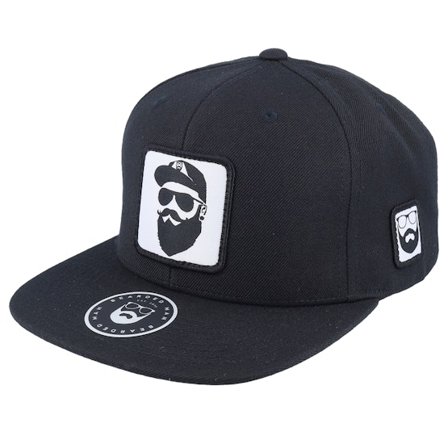 Bearded Man - Svart snapback Keps - Cap Man Woven Patch Black Snapback @ Hatstore