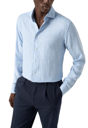 Eton Linne Twill-skjorta Contemporary Fit Skjortor Herr Blå 45