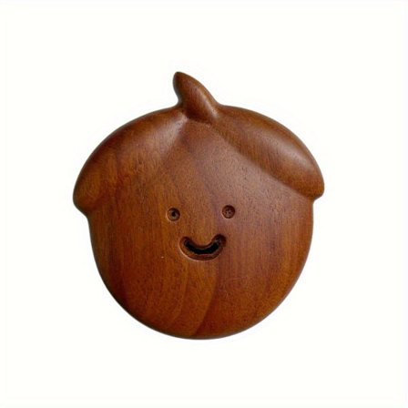 1 stk. Sød Tegneserie Træ Hårkam til Kvinder – Mini Hovedmassage og Udredning, Glædeligt Ansigtsdesign, Egnet til Alle Hårtyper, Brun Trækam