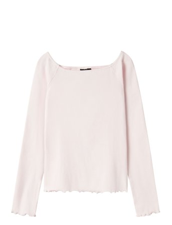 LMTD Nlfrille Ls Solid Boatneck Top - Pink - 170-176