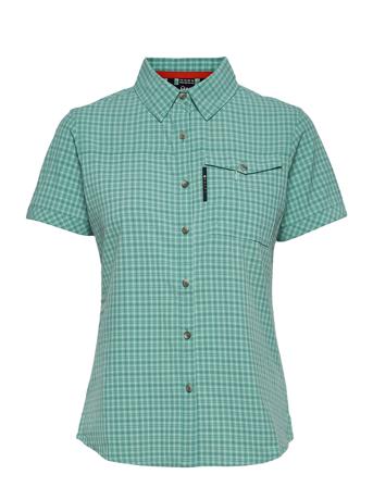 Leiri W Ss Check Shirt Kortermet Skjorte Grønn Halti