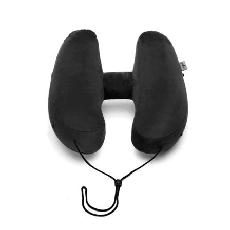 Mjuk bekväm resekudde U-formad uppblåsbar utomhuseftermiddag tupplurskudde med huva Black 35*32cm