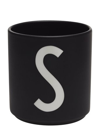 Design Letters Black Porcelain Cups A-Z - Black - 25 CL