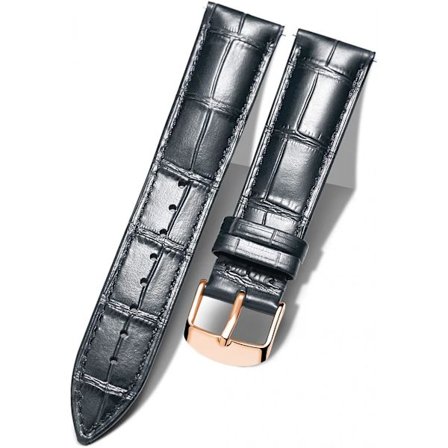 AVEKI Ekte Skinn Erstatning Klokkereim Flerfarget Vanntett for Menn Kvinner, GR-Svart (18mm)